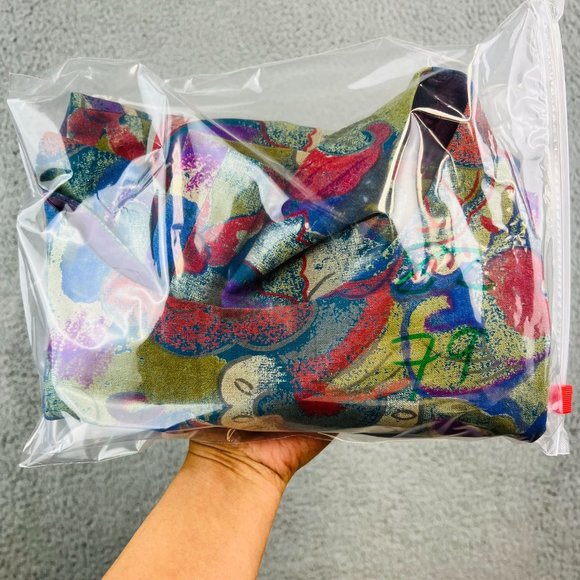 Vintage George Georgiou Colorful Abstract Print 100% Silk Dress Small - Picture 9 of 9